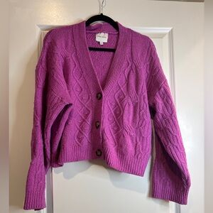 Pink Rose Fuchsia Cable Knit Cardigan